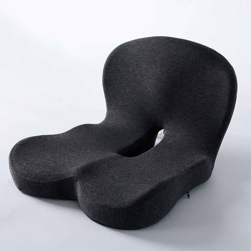 Gray ergonomic seat cushion on a white background
