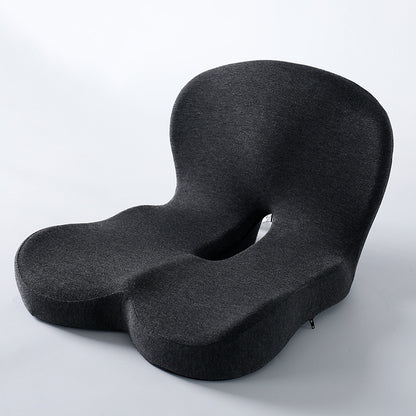 Gray ergonomic seat cushion on a white background